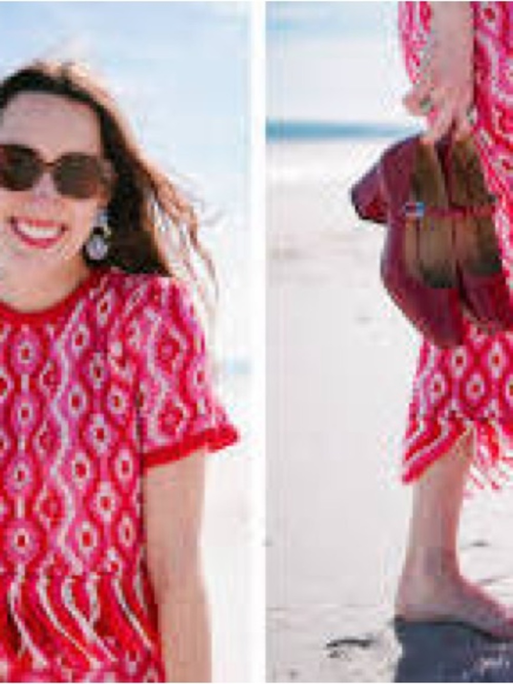 Hyacinth House Tuckernuck Mabel Fringed Knit Skirt Set in Bright Pink Geometric - Picture 6 of 7